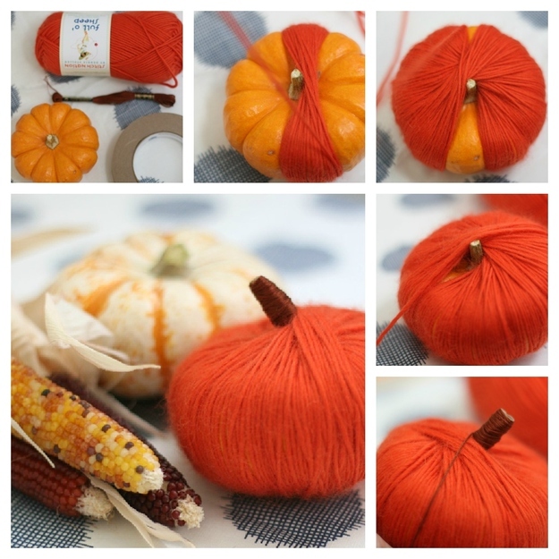 yarn art craft pumpkins halloween