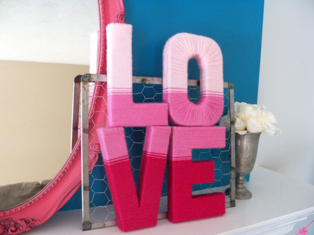 yarn art crafts wrap letters love Valentine's Day